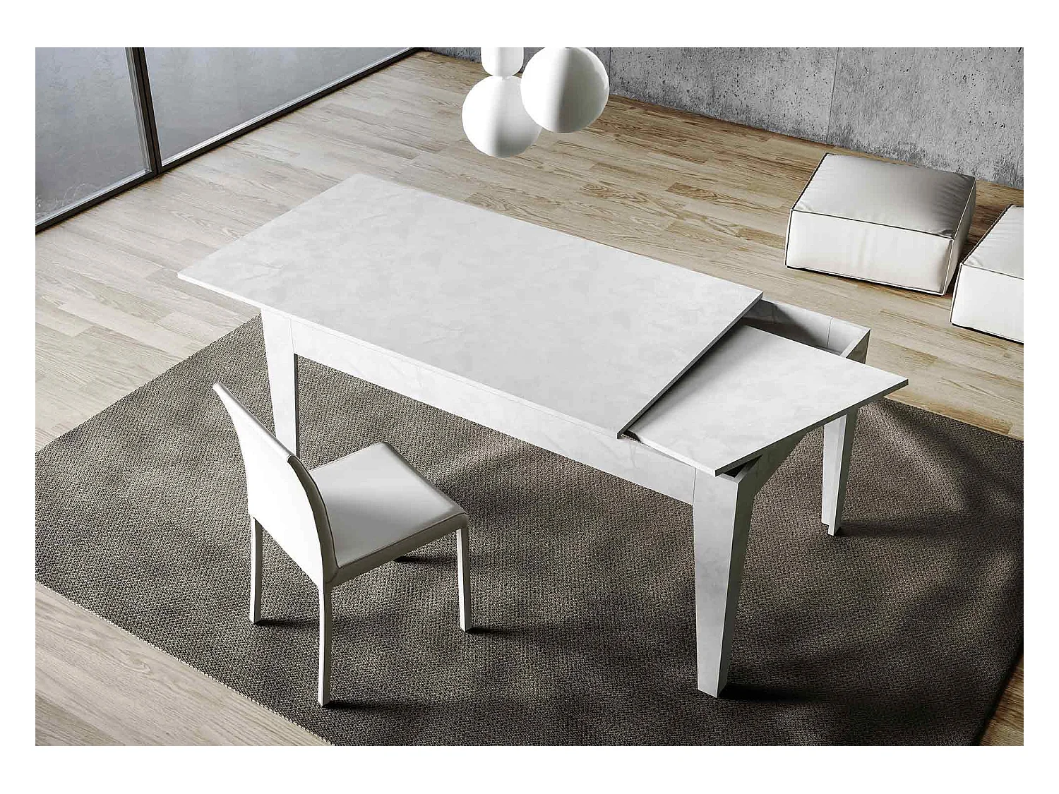 Ausziehtisch 90x120/180 cm Cico Effekt weiß gespachtelt