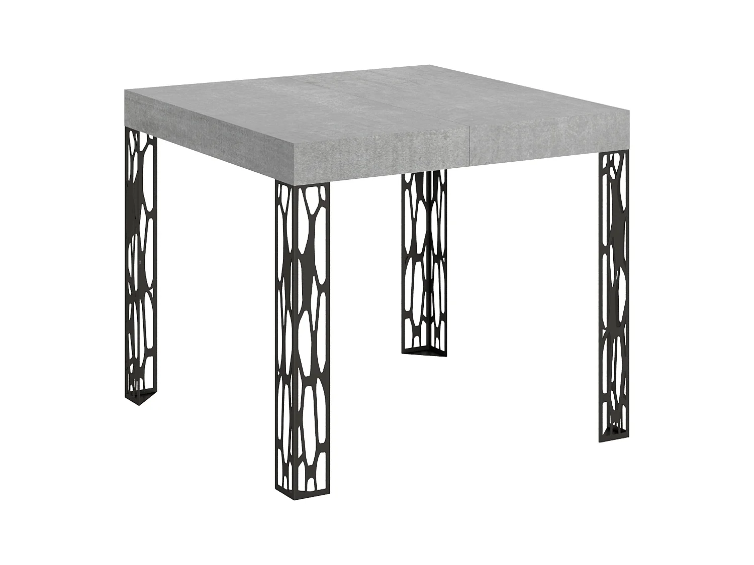 Table extensible 90x90/246 cm Ghibli Gris Béton cadre Anthracite
