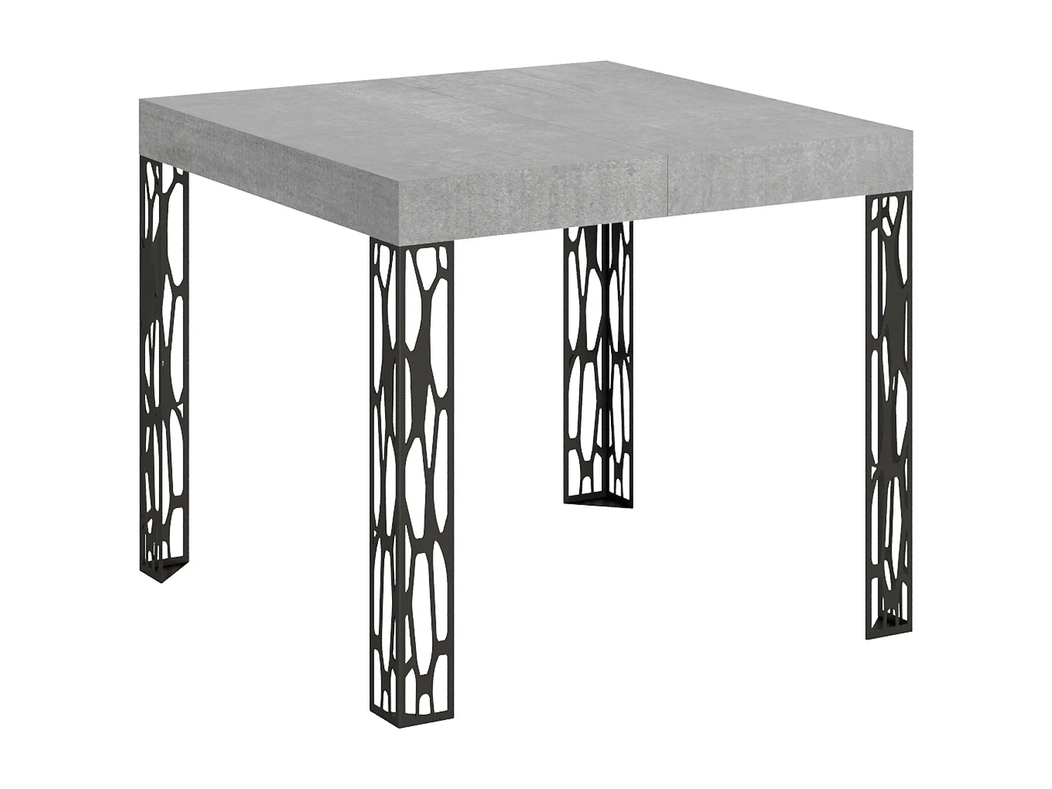 Table extensible 90x90/246 cm Ghibli Gris Béton cadre Anthracite