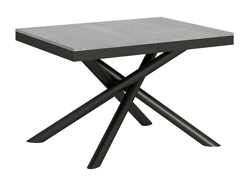 Ausziehtisch 90x120/224 cm Famas Evolution Zement mit Eisenrahmen aus Anthrazit