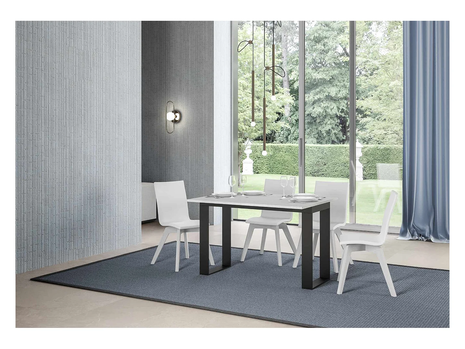Mesa tipo libro 120/200x45/90 cm Tecno Double Fresno Blanco estructura Antracita