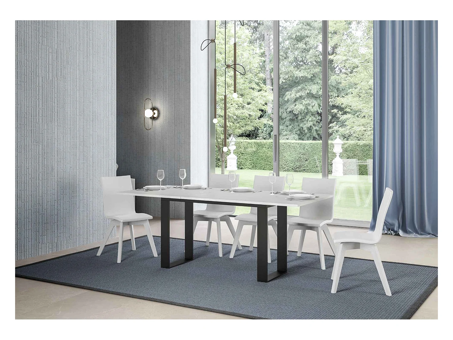 Mesa tipo libro 120/200x45/90 cm Tecno Double Fresno Blanco estructura Antracita