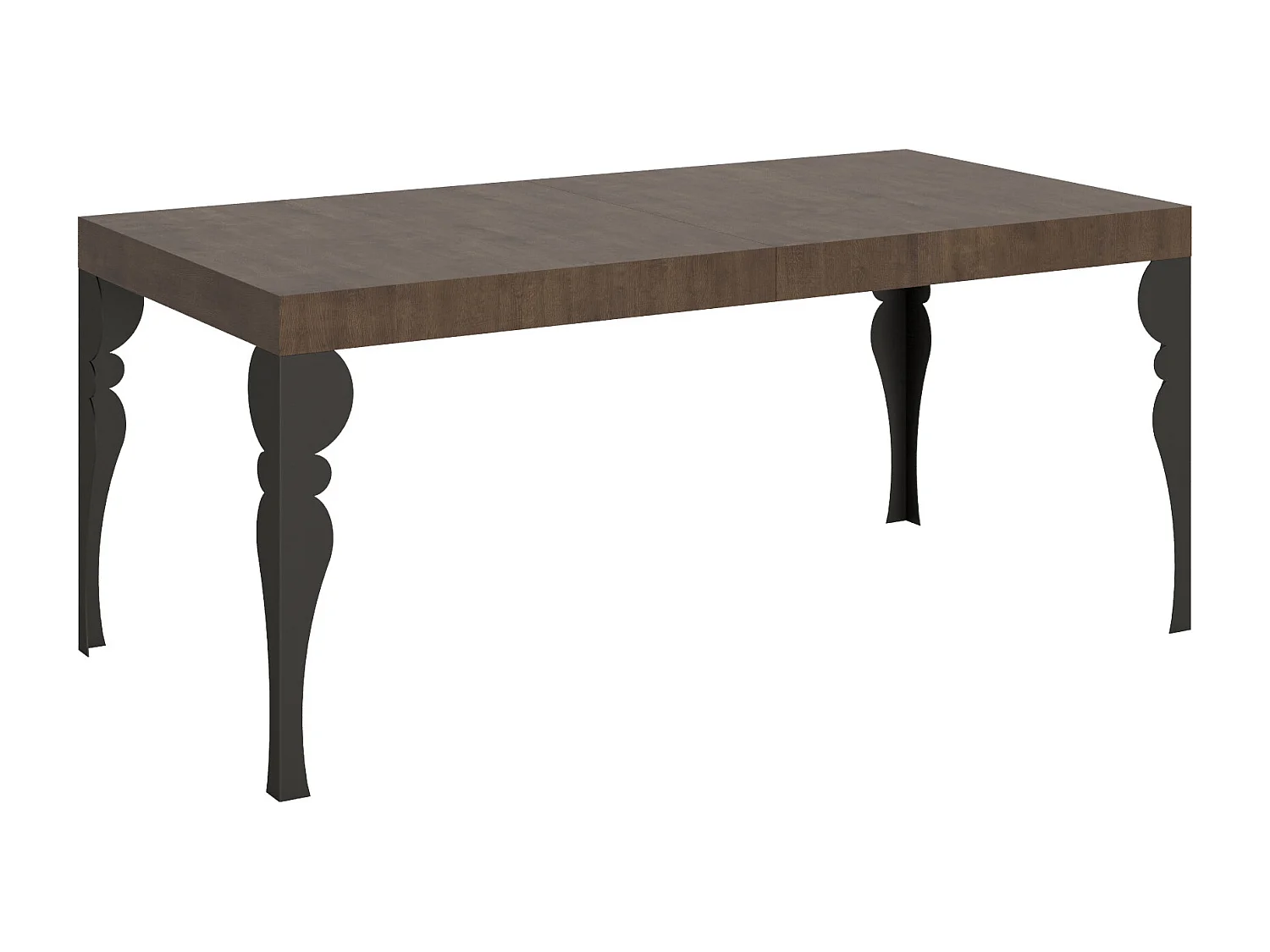 Uitschuifbare tafel 180/440x90 cm Paxon walnoot met antraciete poten