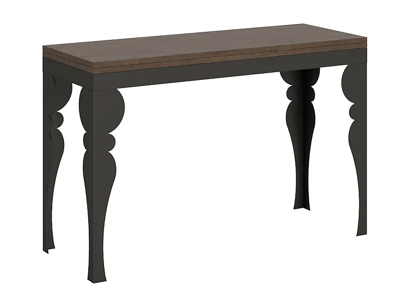 Table extensible portefeuille 120x45/90 cm Paxon Double Noyer cadre Anthracite