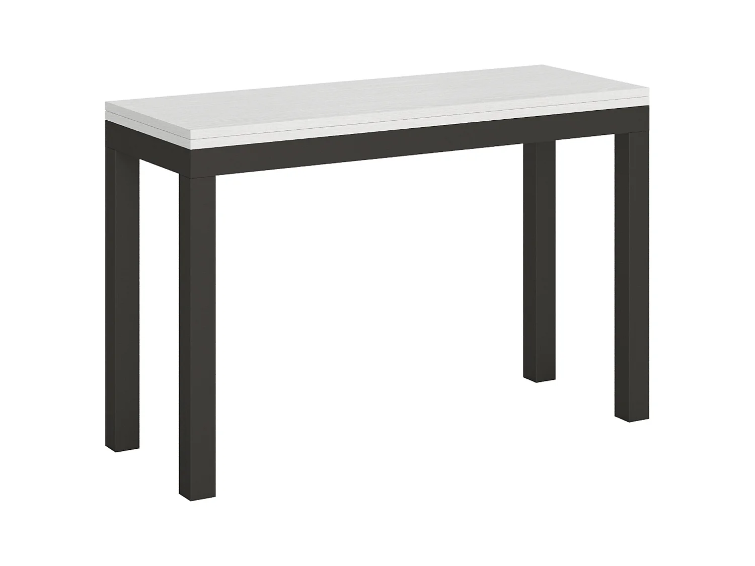 Table extensible portefeuille 120x45/90 cm Everyday Double Frêne Blanc cadre Anthracite