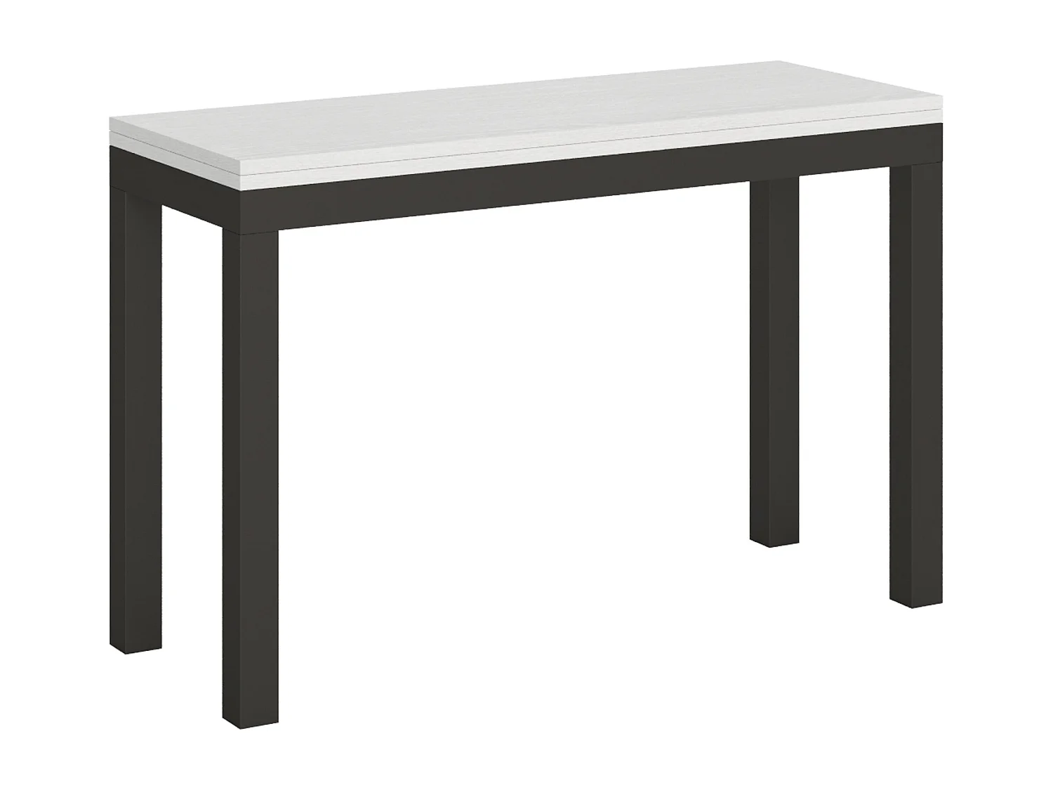 Table extensible portefeuille 120x45/90 cm Everyday Double Frêne Blanc cadre Anthracite