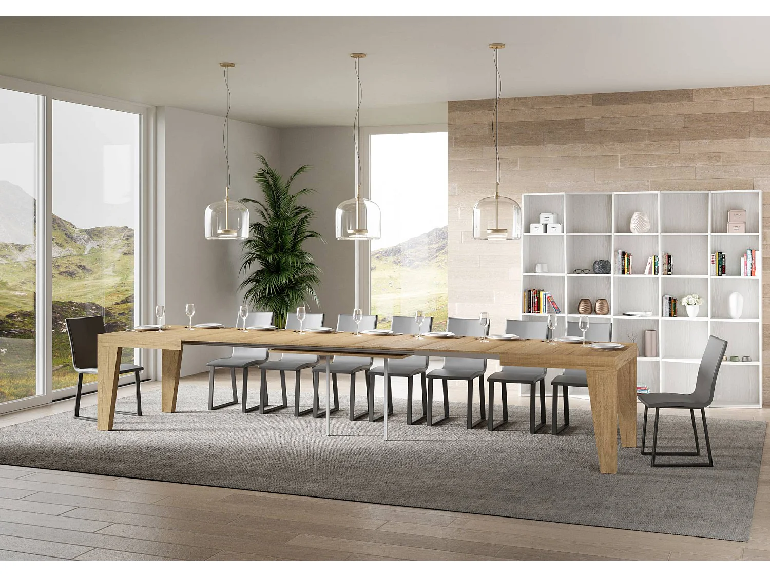 Uitschuifbare tafel 160/420x90 cm Naxy natuur eiken