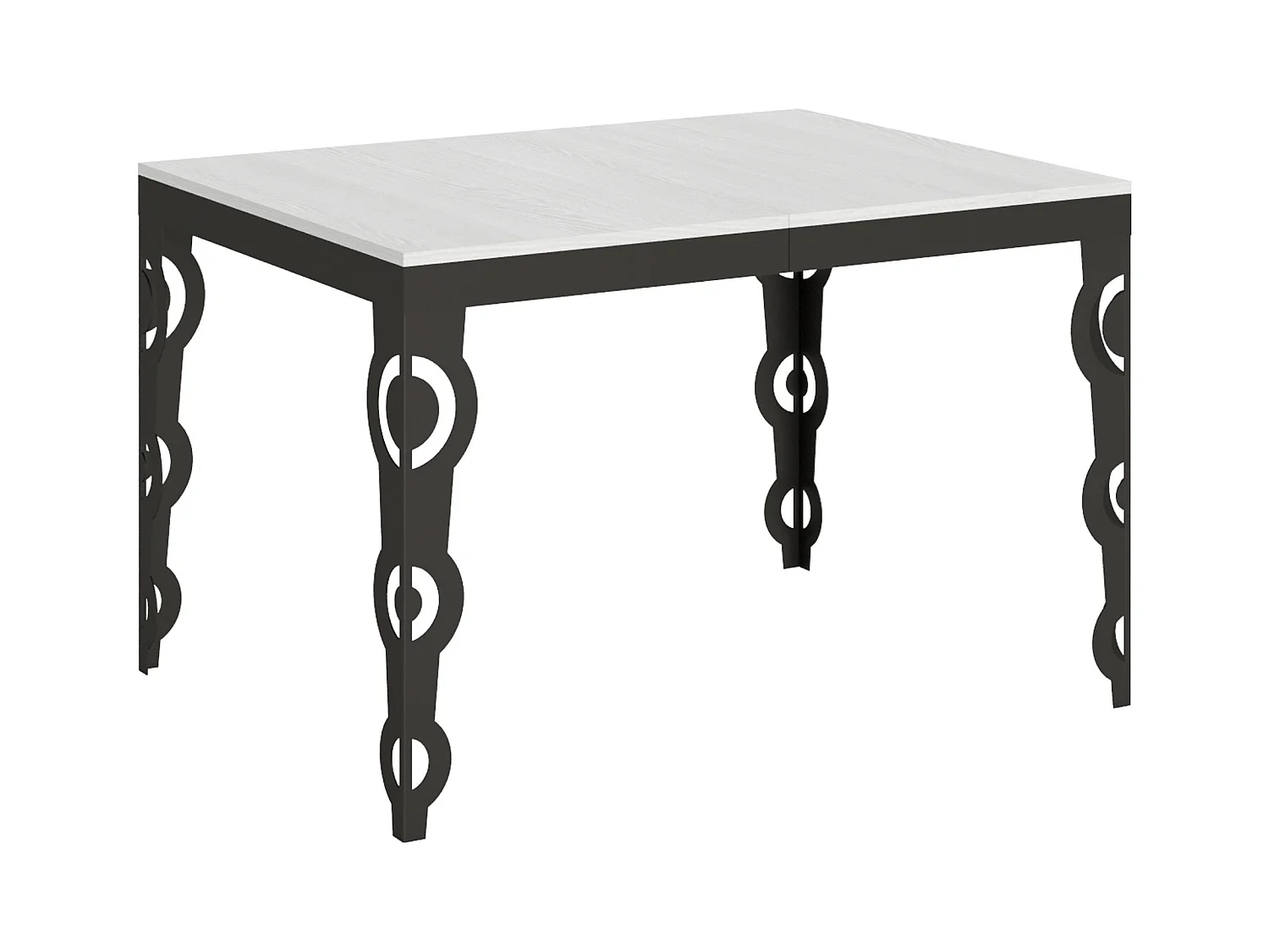 Uitschuifbare tafel 90x120/380 cm Karamay Evolution Wit Essen Antraciet frame