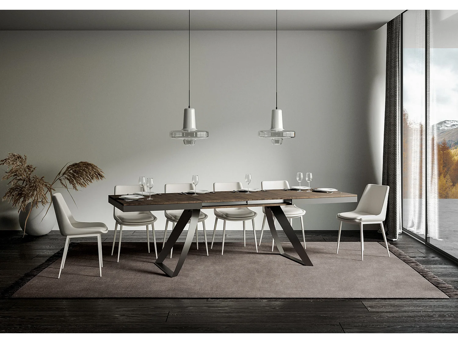 Table extensible 90x180/284 cm Proxy Evolution Noyer cadre Anthracite
