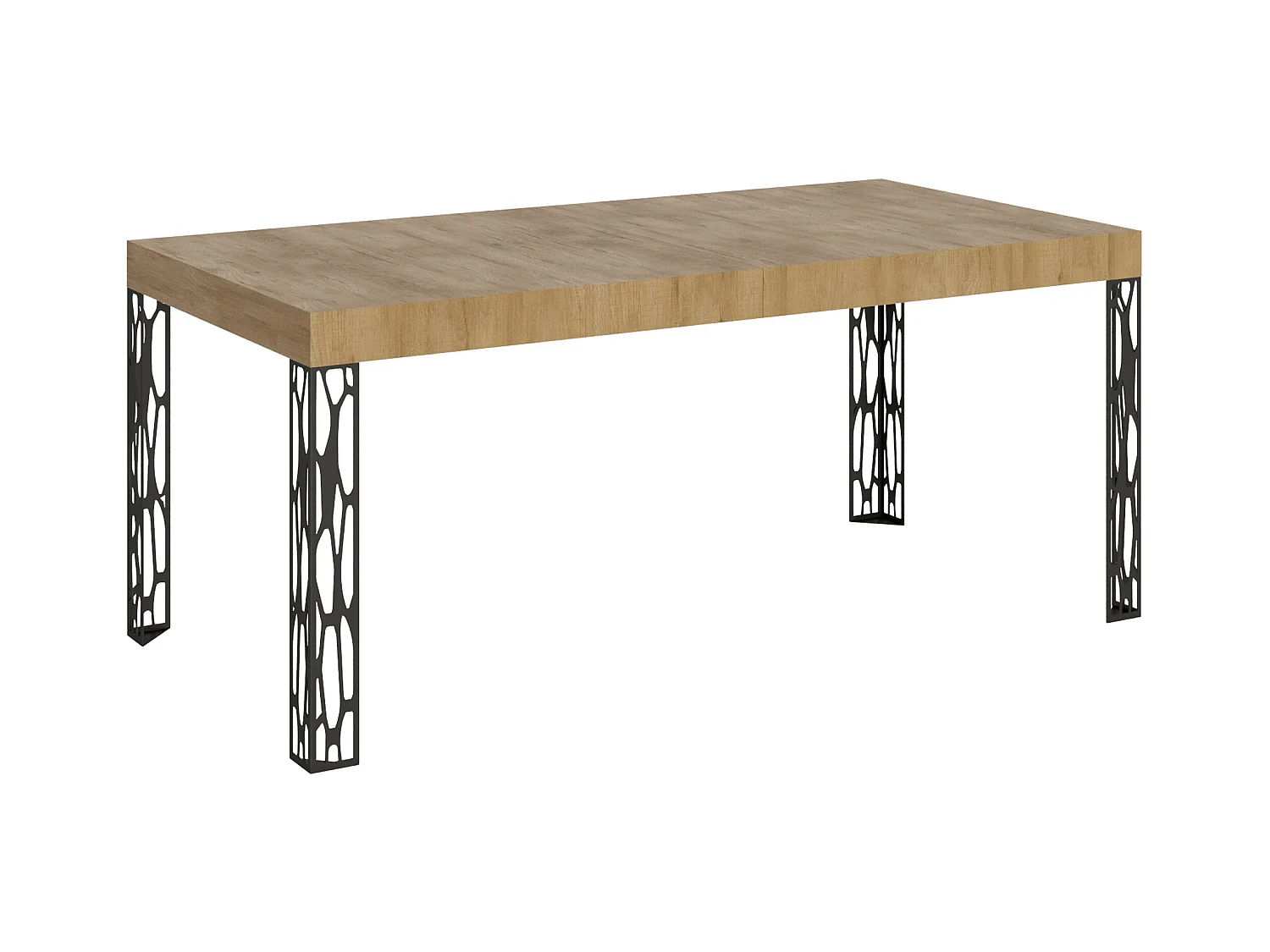 Ausziehtisch 90x180/284 cm Ghibli Eiche Natur mit Eisenrahmen aus Anthrazit
