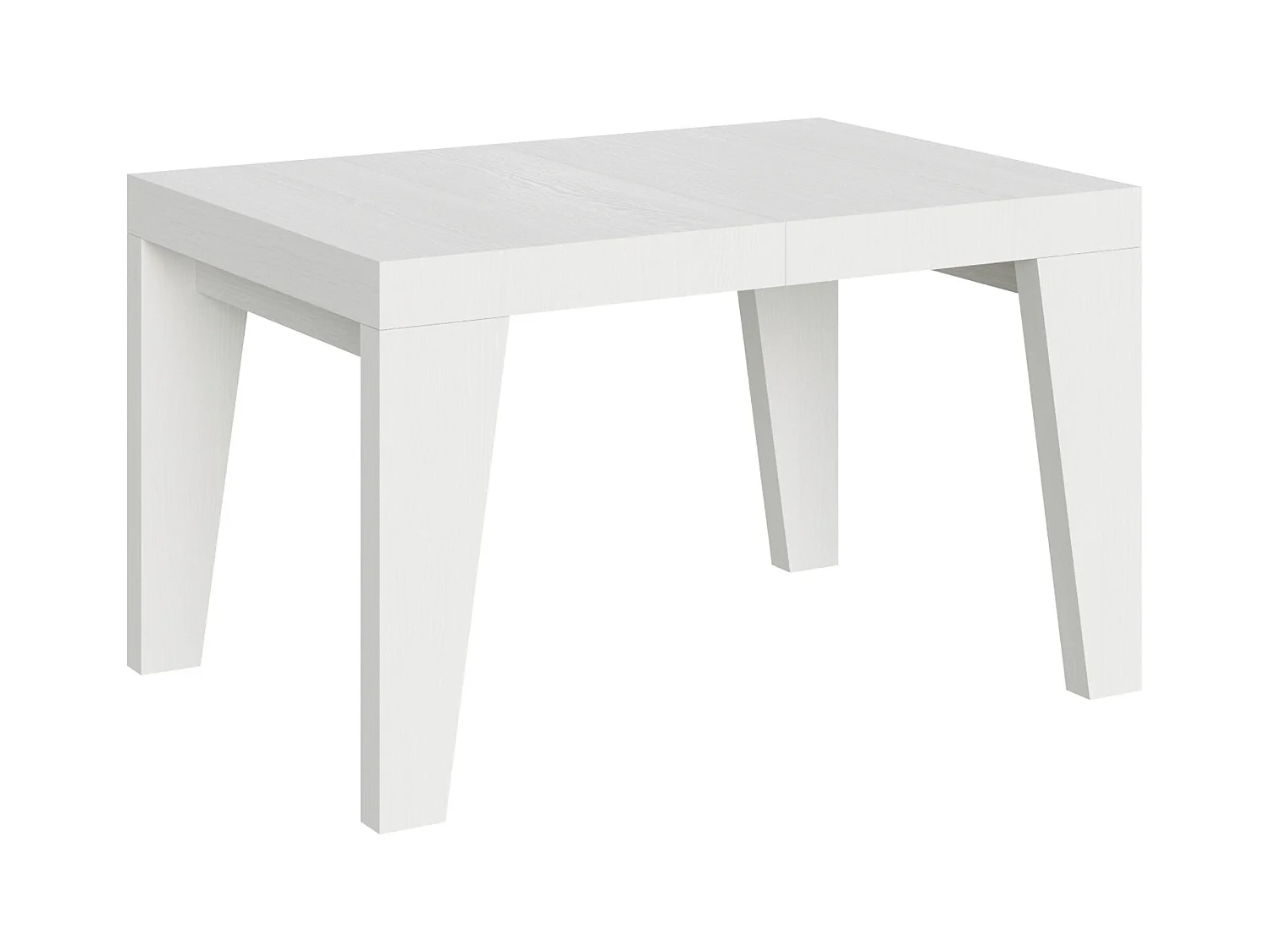 Mesa de comedor extensible de madera Naxo.-Color Blanco-Soporte 2 pies-5 alargaderas finas-Ancho extensible