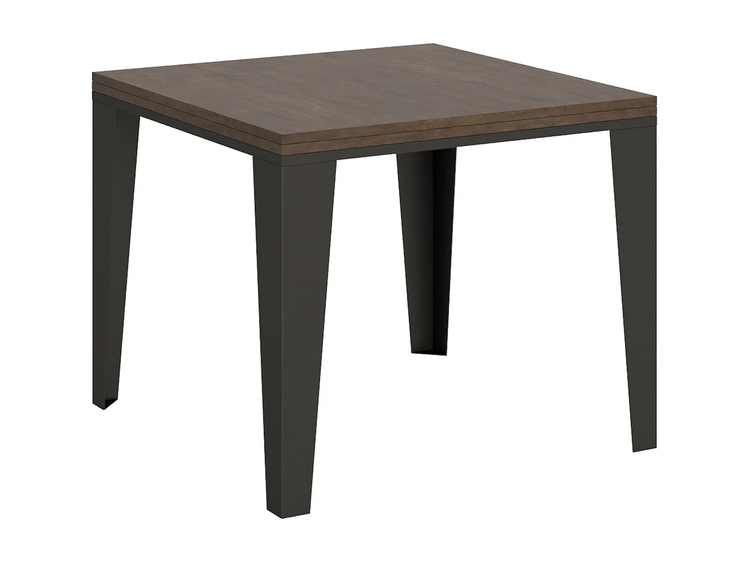 Ausziehtisch 90x90/180 cm Flame Libra Nussbaum mit Eisenrahmen aus Anthrazit