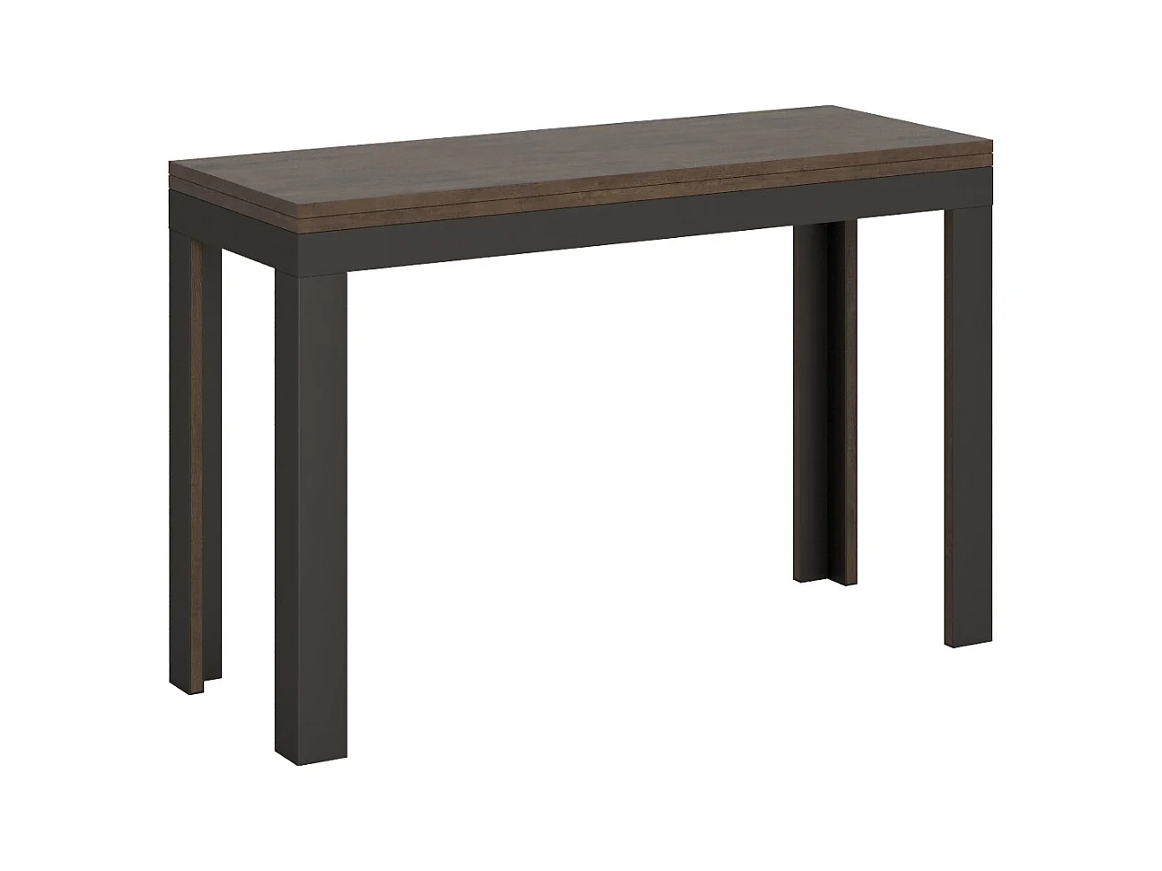 Uitklapbare tafel 120/200x45/90 cm Linea Double walnoot frame antraciet