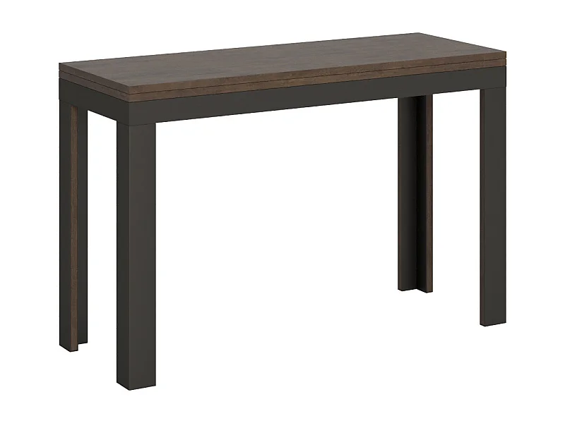 Table extensible portefeuille 120/200x45/90 cm Linea Double Noyer cadre Anthracite