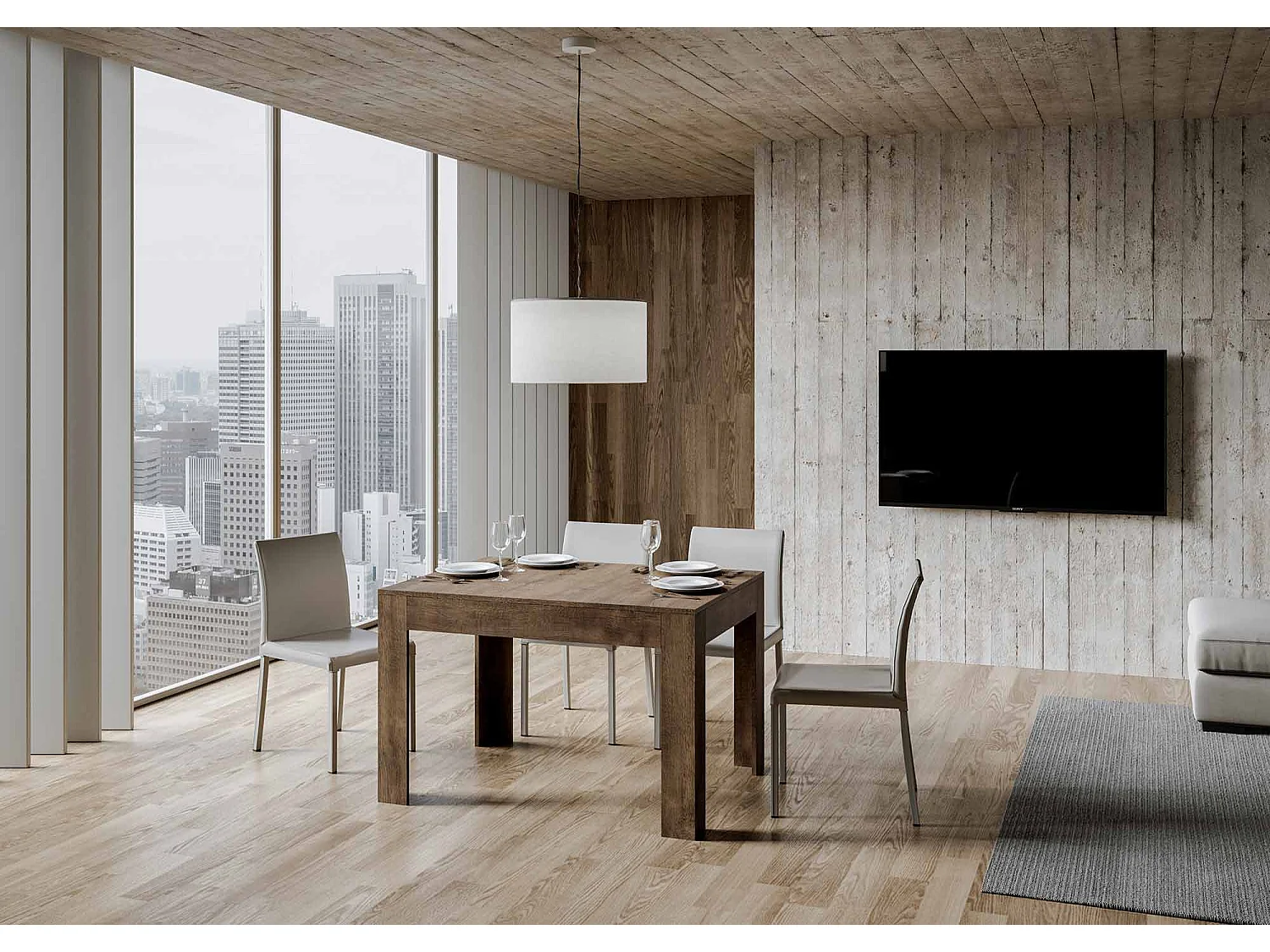 Table extensible 90x120/180 cm Bibi Noyer