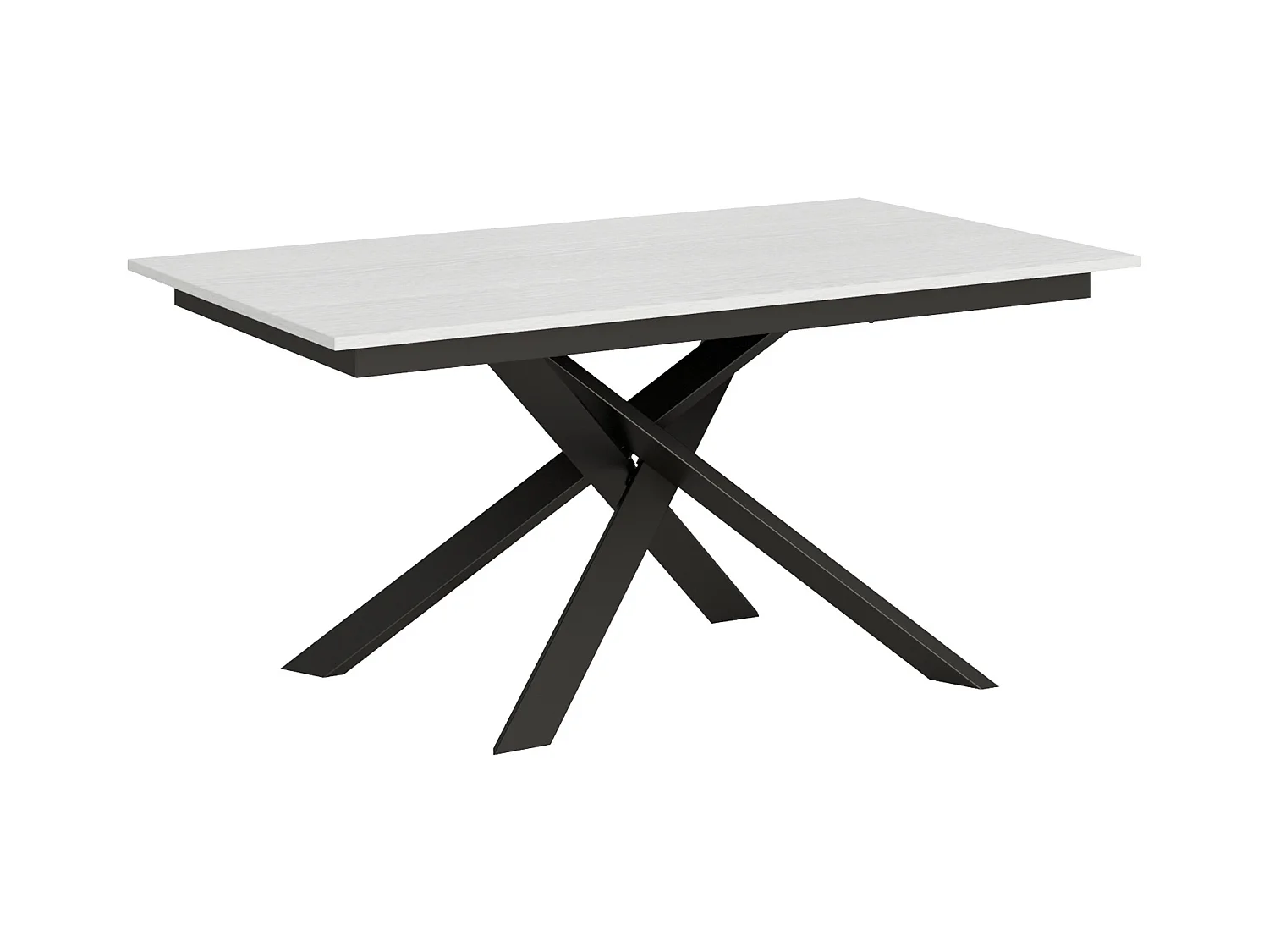 Table extensible 90x160/220 cm Ganty Frêne Blanc bande de chante en teinte cadre Anthracite