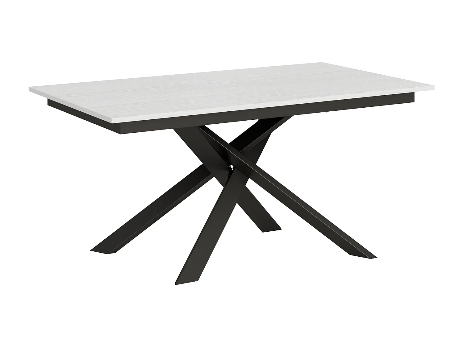Table extensible 90x160/220 cm Ganty Frêne Blanc bande de chante en teinte cadre Anthracite