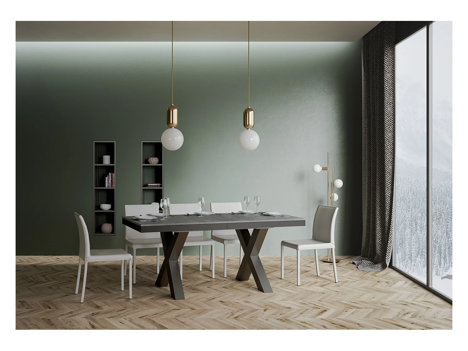 Uitschuifbare tafel 90x180/440 cm Traffic Evolution cement frame antraciet