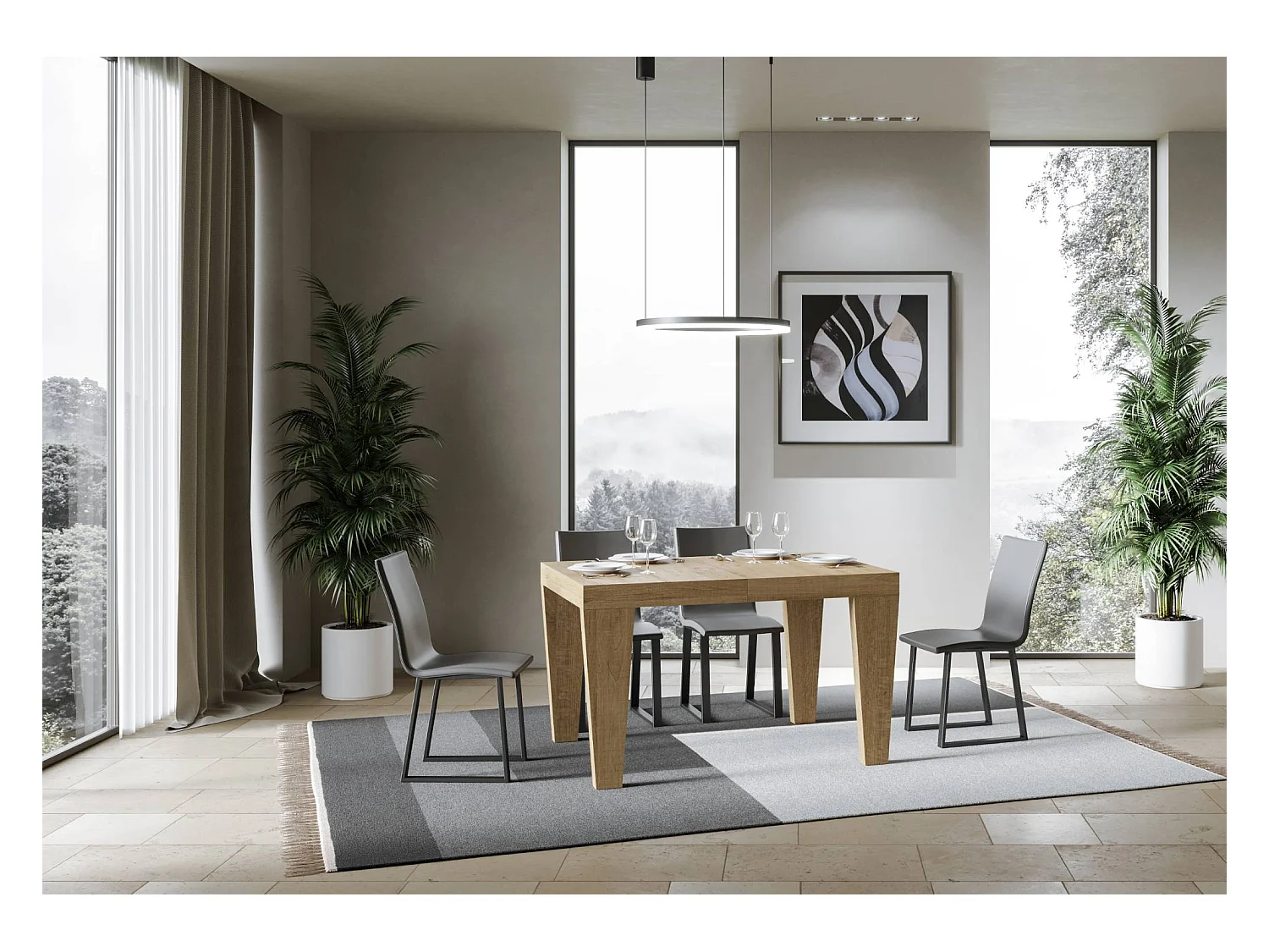 Kristo uitschuifbare tafel voor 6 tot 10 personen naturel eiken L 130 tot 234 cm