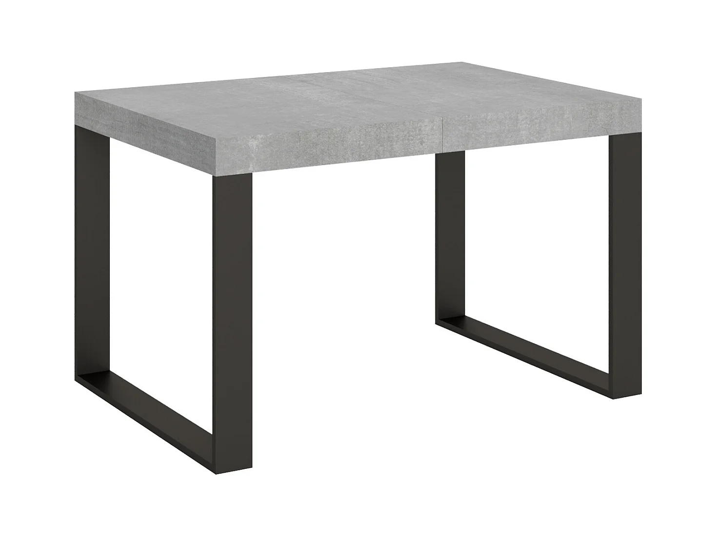 Table extensible 90x130/390 cm Tecno Gris Béton cadre Anthracite