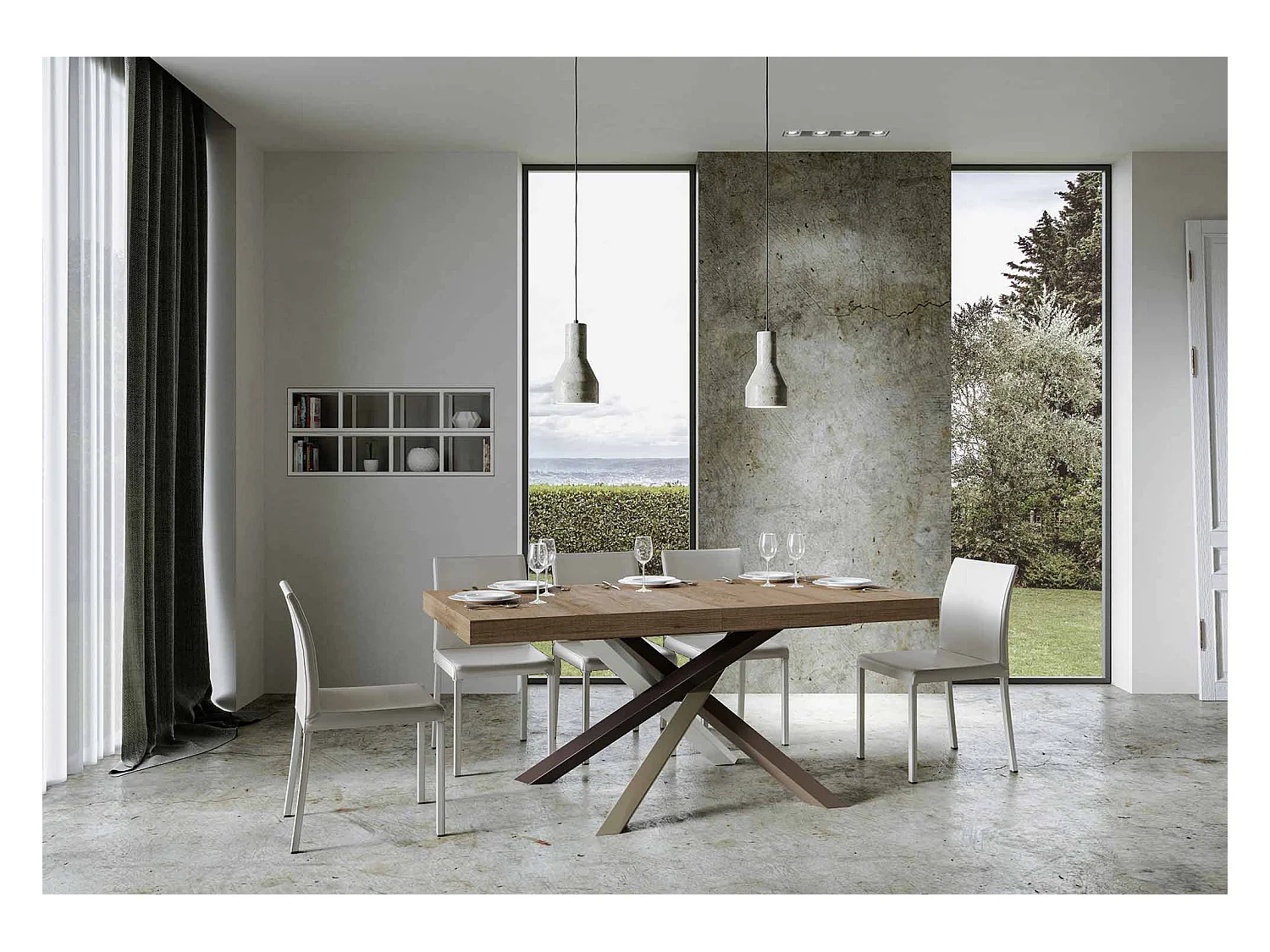 Ausziehbarer Tisch 90x180/440 cm Volantis Quercia Natura Gestell 4/C