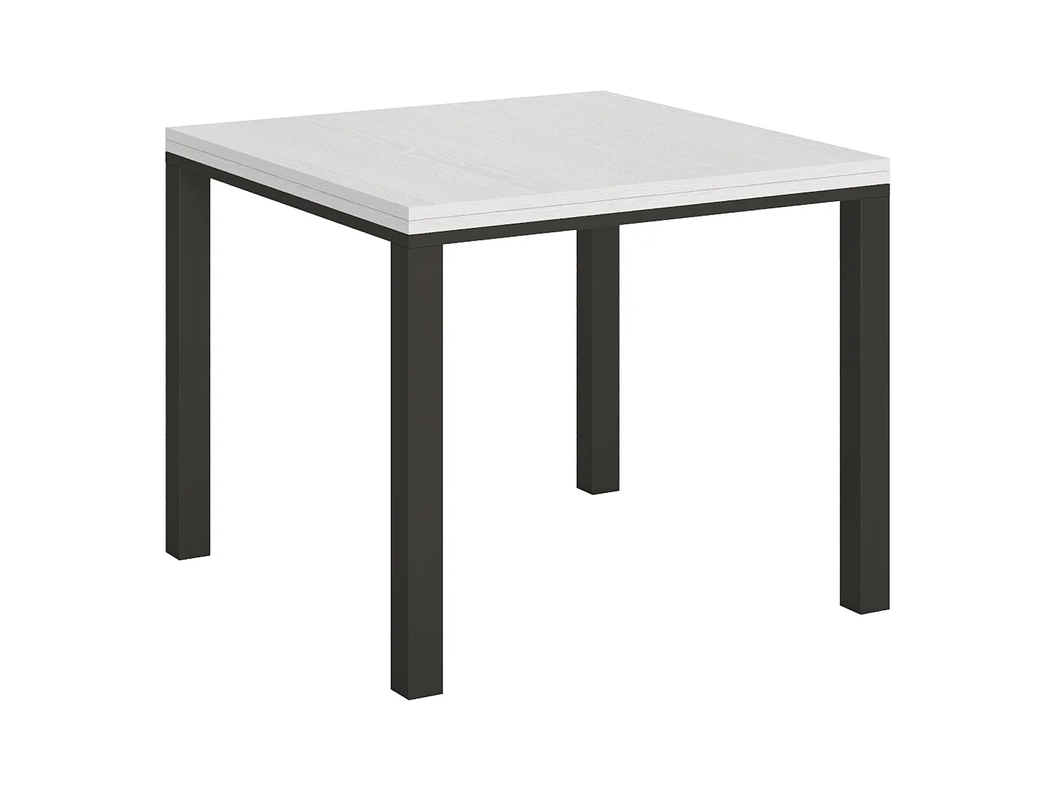 Table extensible portefeuille 90x90/180 cm Everyday Libra Frêne Blanc cadre Anthracite