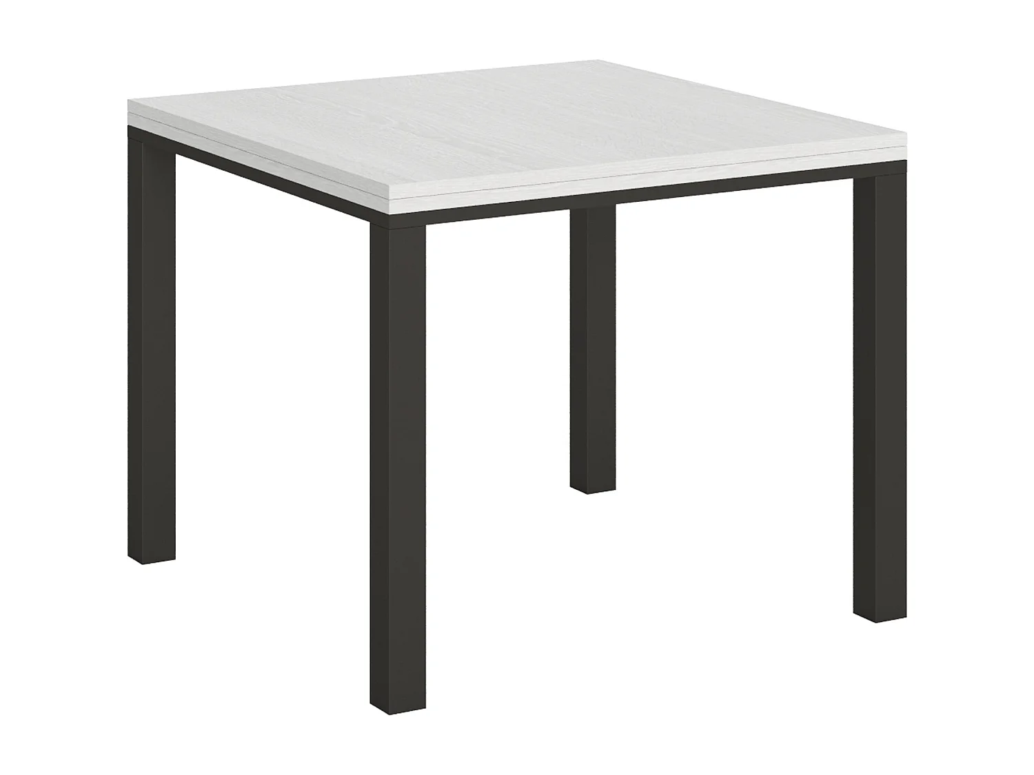 Table extensible portefeuille 90x90/180 cm Everyday Libra Frêne Blanc cadre Anthracite