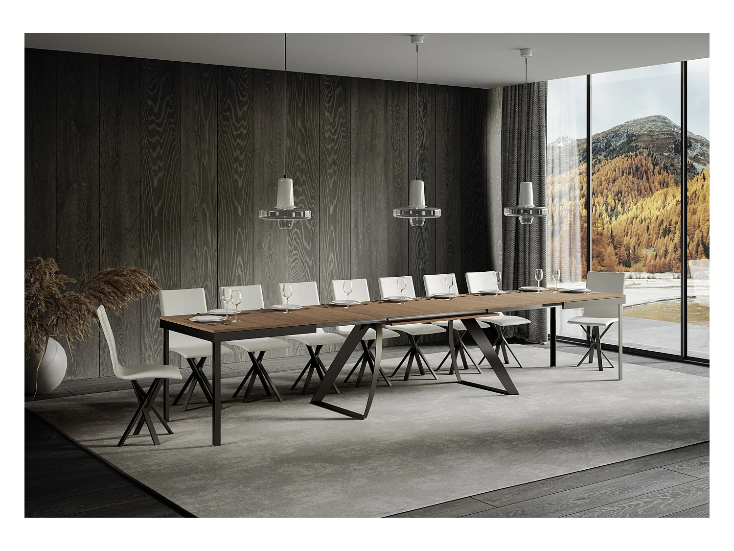 Table extensible 90x160/420 cm Proxy Evolution Chêne Nature cadre Anthracite