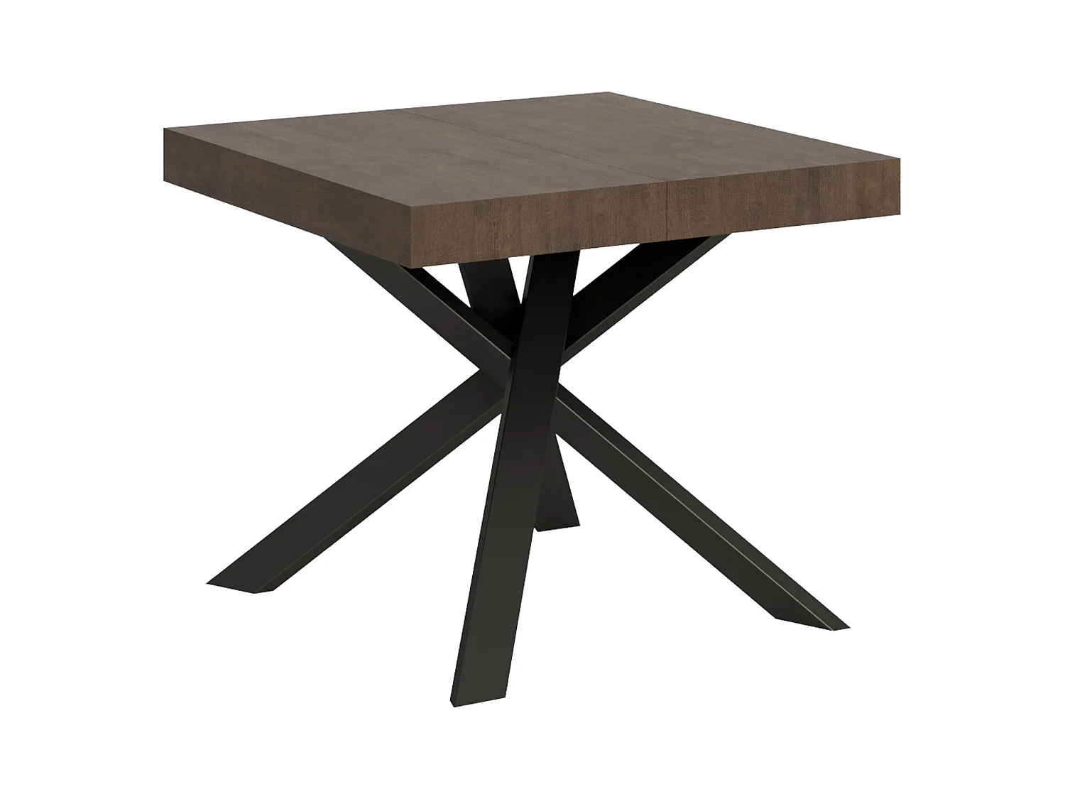 Uitschuifbare tafel 90x90/194 cm Clerk Walnoot blad - Antraciet poten