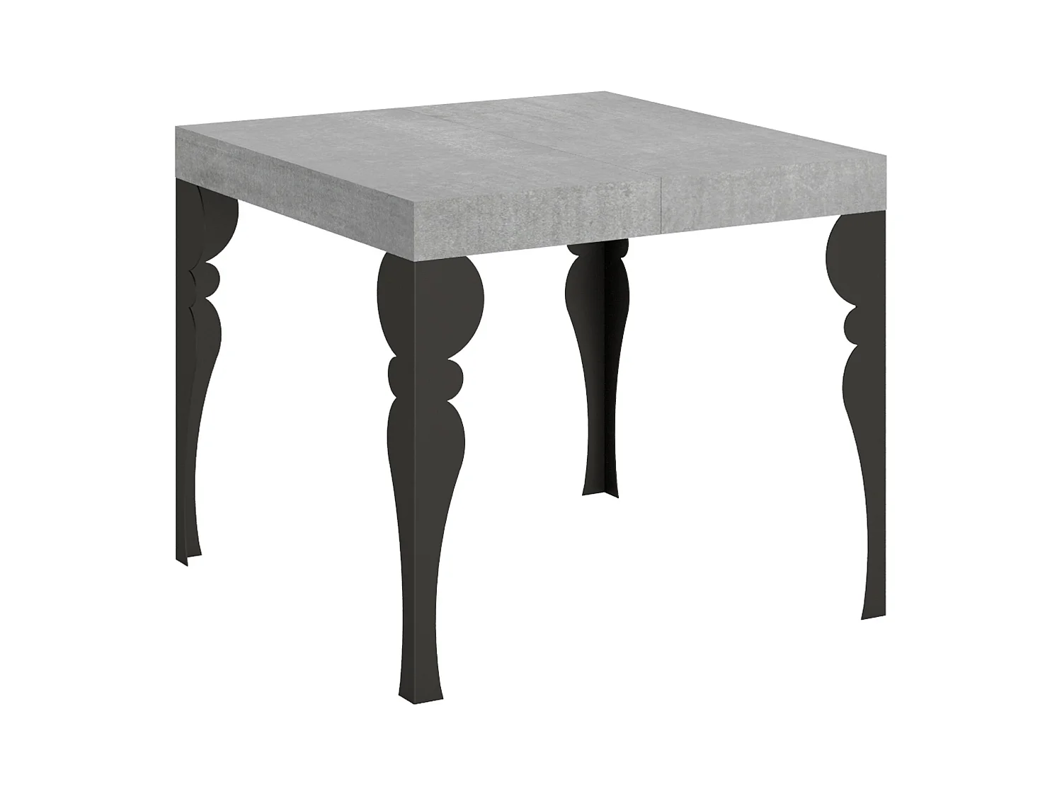 Table extensible 90x90/246 cm Paxon Gris Béton cadre Anthracite