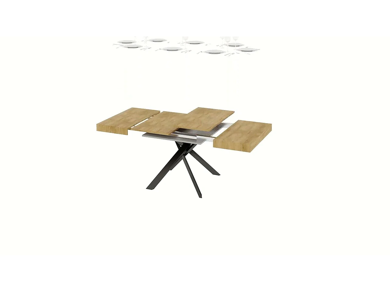 Udtræksbord Clerk 90x90/194 cm, bordplade i natureg, ben i antracit