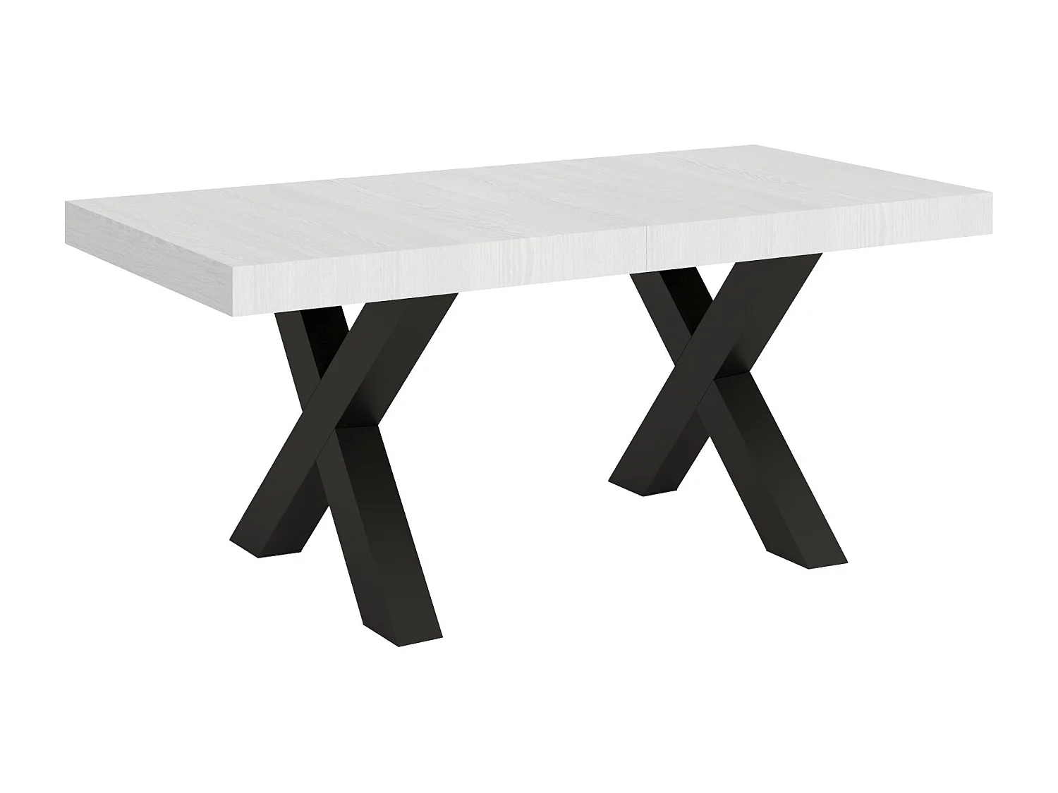 Ausziehtisch 90x180/284 cm Traffic Esche weiß mit Eisenrahmen aus Anthrazit