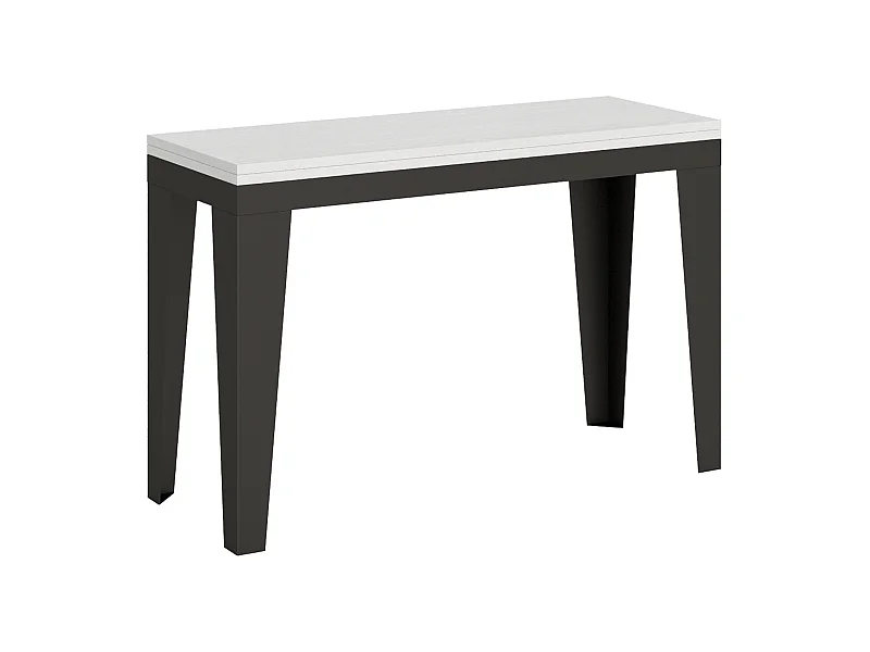 Klapptisch 120x45/90 cm Flame Double Esche weiß mit Eisenrahmen aus Anthrazit