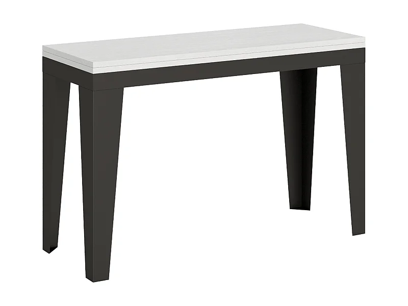 Table extensible portefeuille 120x45/90 cm Flame Double Frêne Blanc cadre Anthracite
