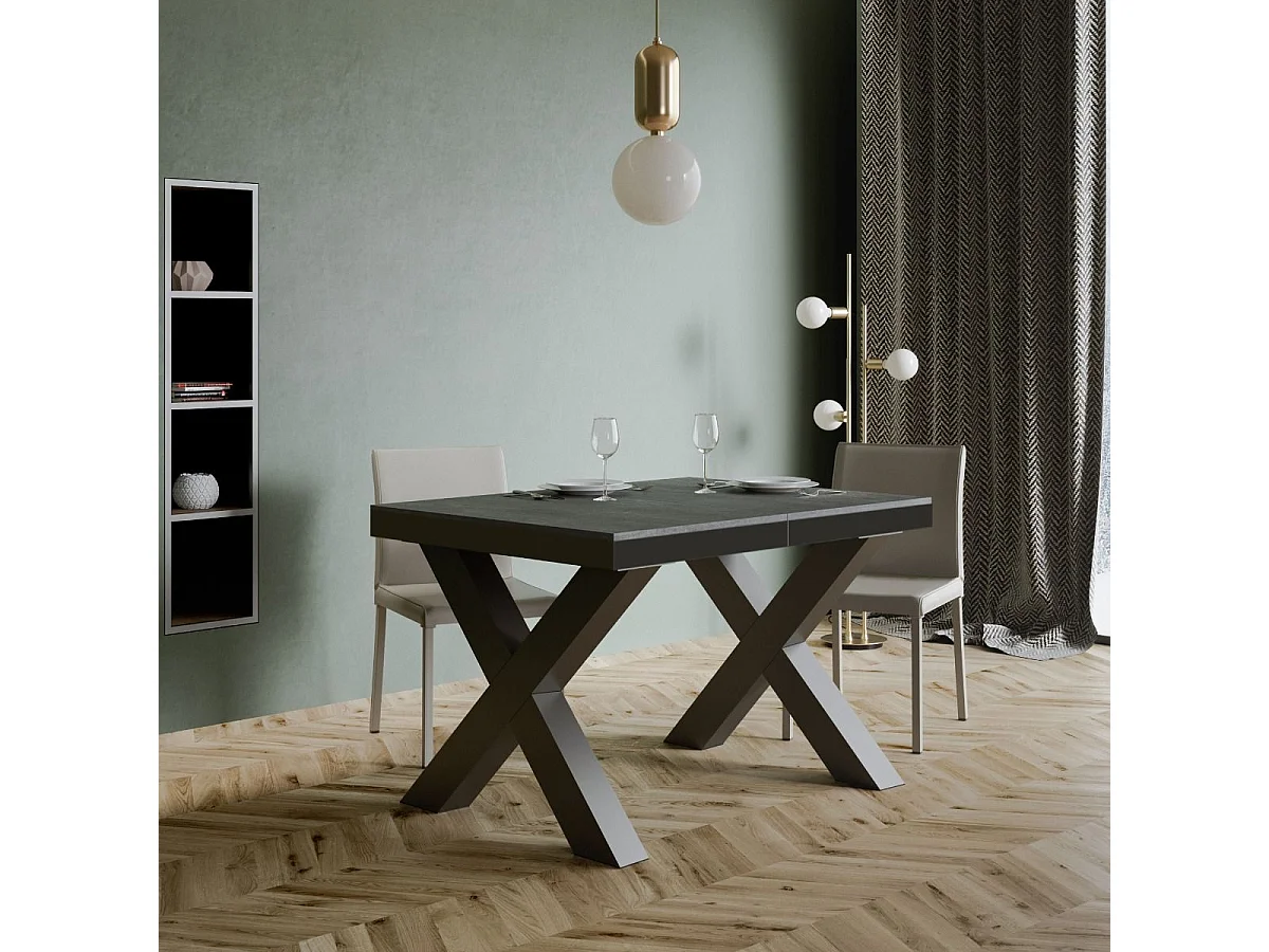 Table extensible 90x120/224 cm Traffic Evolution Gris Béton cadre Anthracite