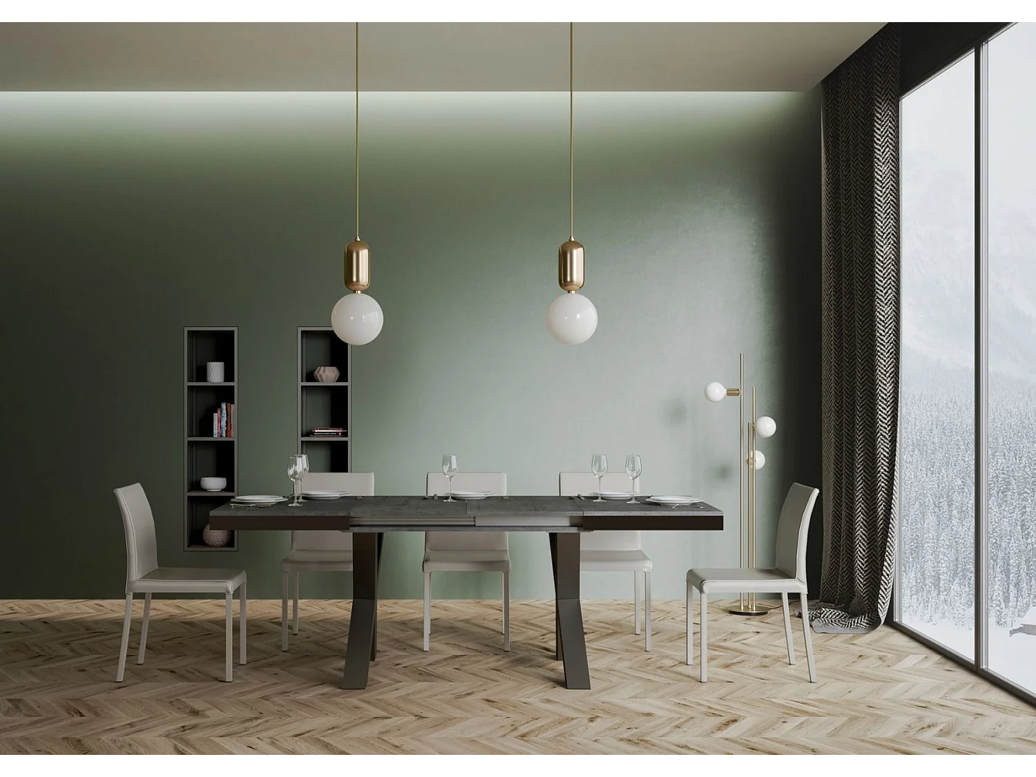 Table extensible 90x120/224 cm Traffic Evolution Gris Béton cadre Anthracite