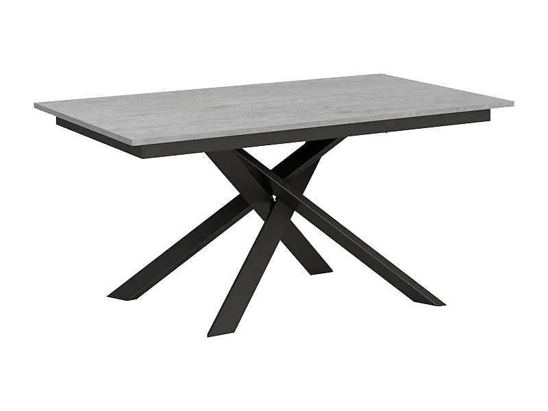 Mesa de jantar extensível 90x160/220 cm Ganty Cimento - borda em tom quadro Antracite