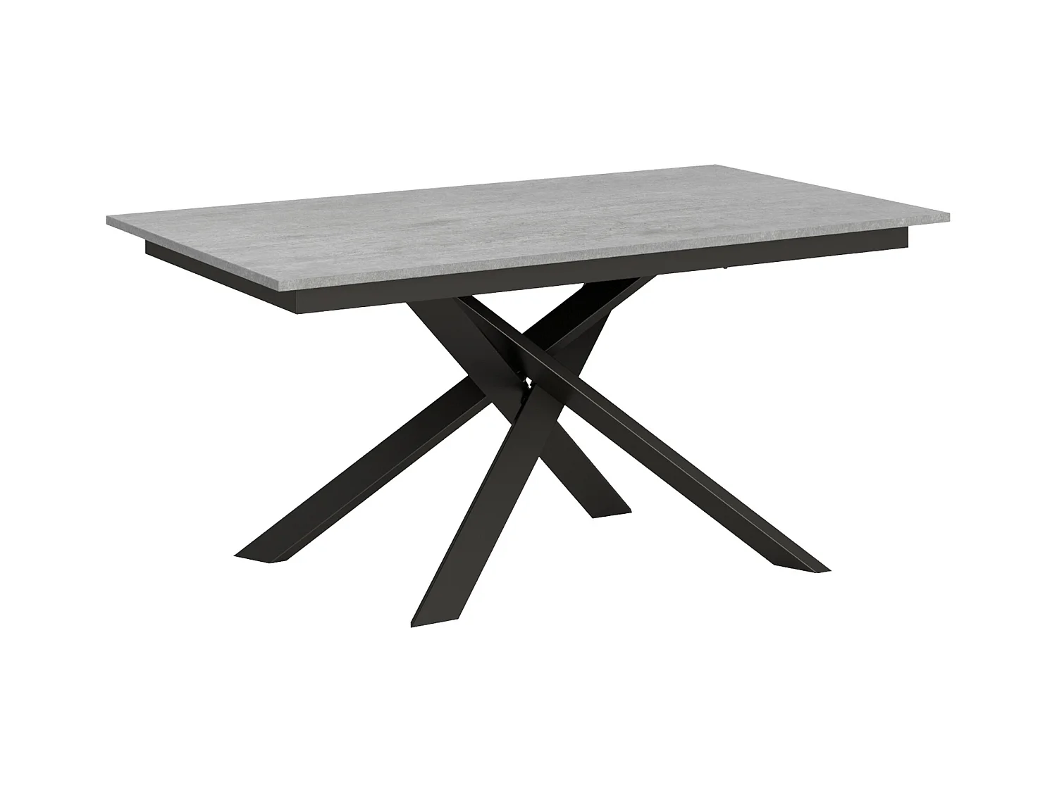 Ausziehbarer Tisch 90x160/220 cm Ganty Cemento – Kante in der gleichen Farbe wie der Rahmen in Anthrazit