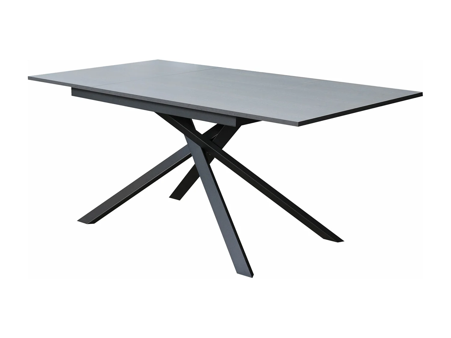 Ausziehbarer Tisch 90x160/220 cm Ganty Cemento – Kante in der gleichen Farbe wie der Rahmen in Anthrazit