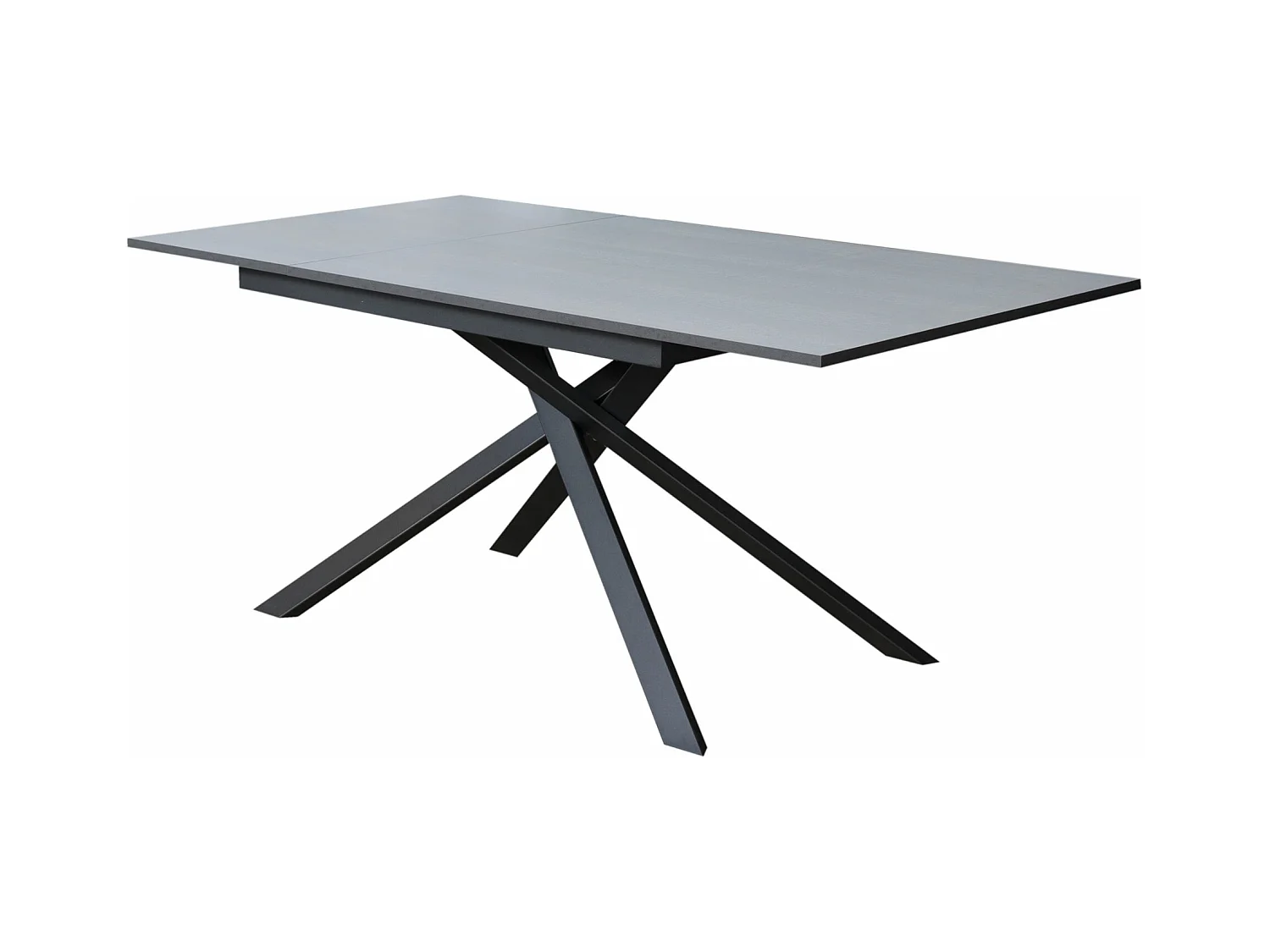 Table extensible 90x160/220 cm Ganty Gris Béton bande de chante en teinte cadre Anthracite
