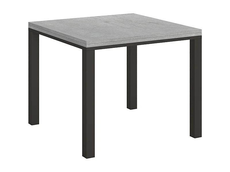 Table extensible portefeuille 90x90/180 cm Everyday Libra Gris Béton cadre Anthracite