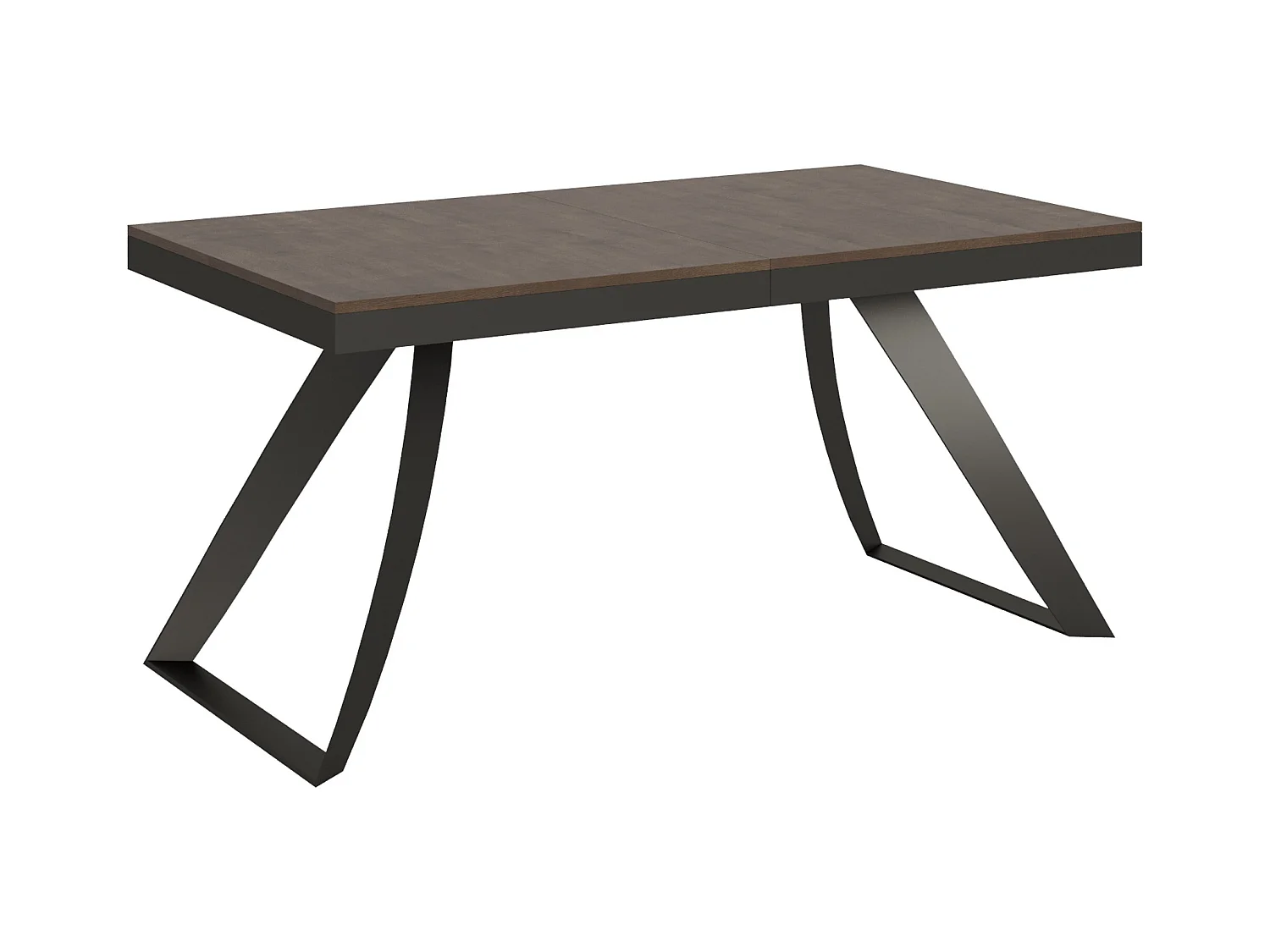 Ausziehtisch 90x160/420 cm Proxy Evolution Nussbaum mit Eisenrahmen aus Anthrazit