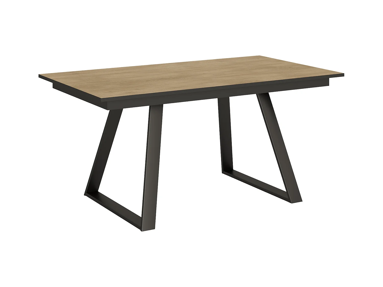 Mesa de jantar extensível 90x160/220 cm Bernadette Carvalho Natural quadro Antracite