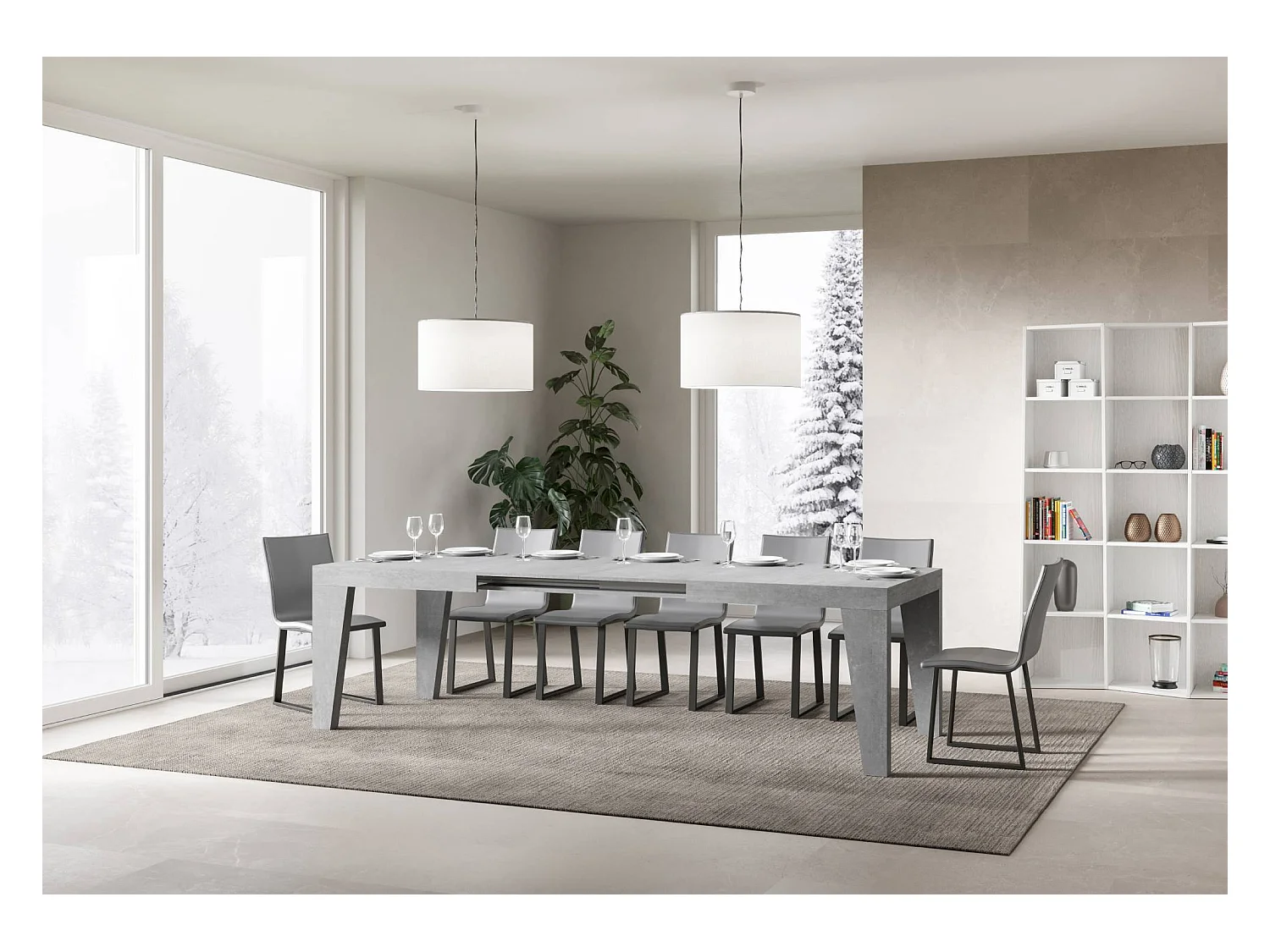 Ausziehbarer Tisch 90x180/440 cm Naxy Cemento