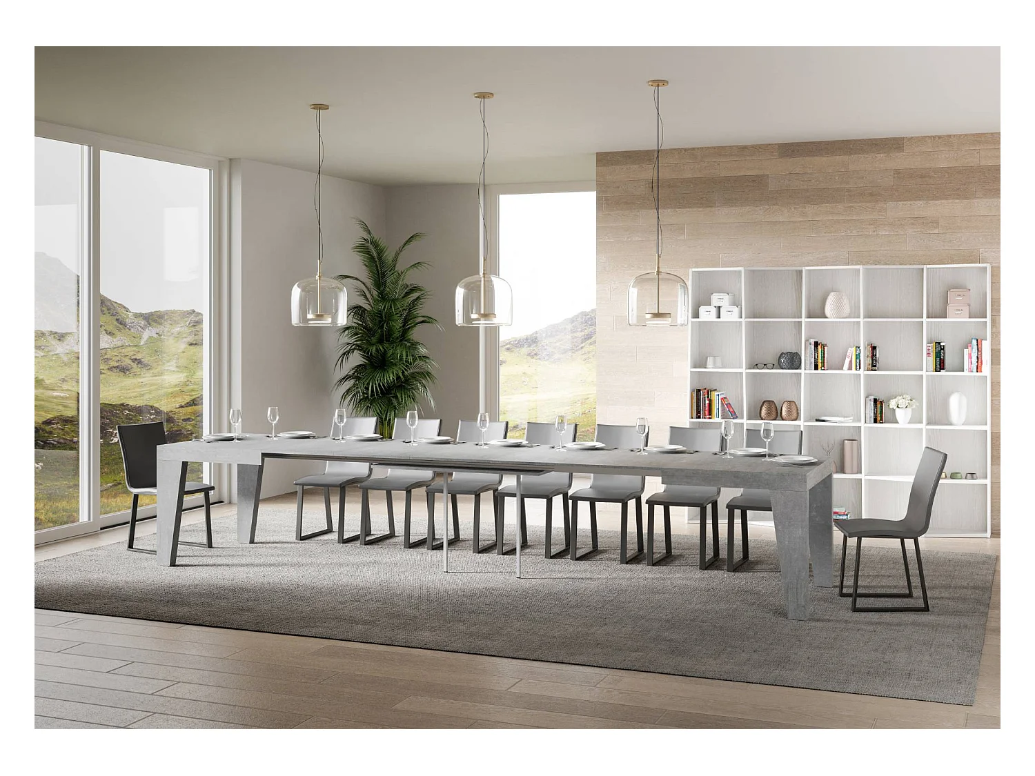 Ausziehbarer Tisch 90x180/440 cm Naxy Cemento