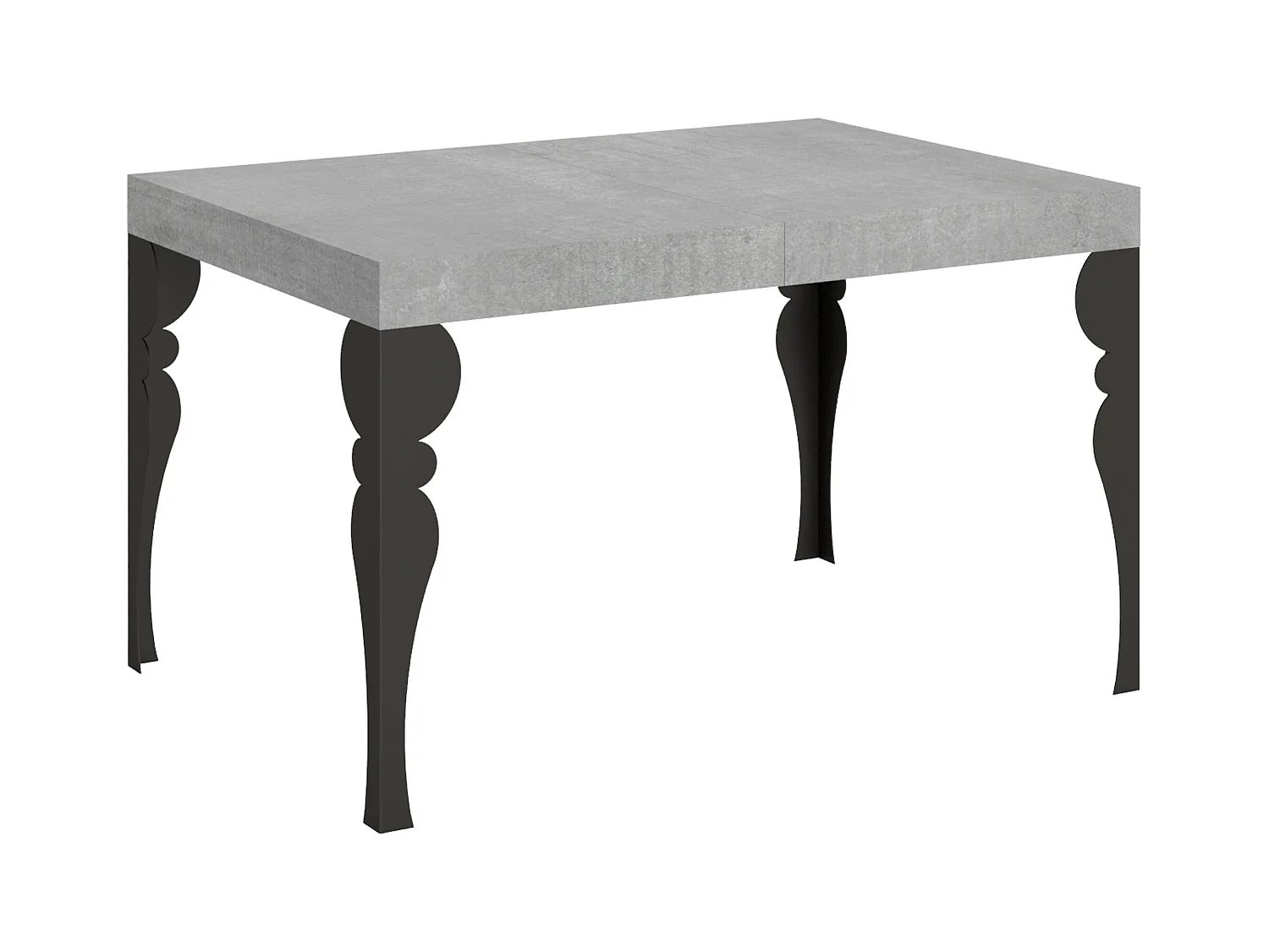 Table extensible 90x130/390 cm Paxon Gris Béton cadre Anthracite