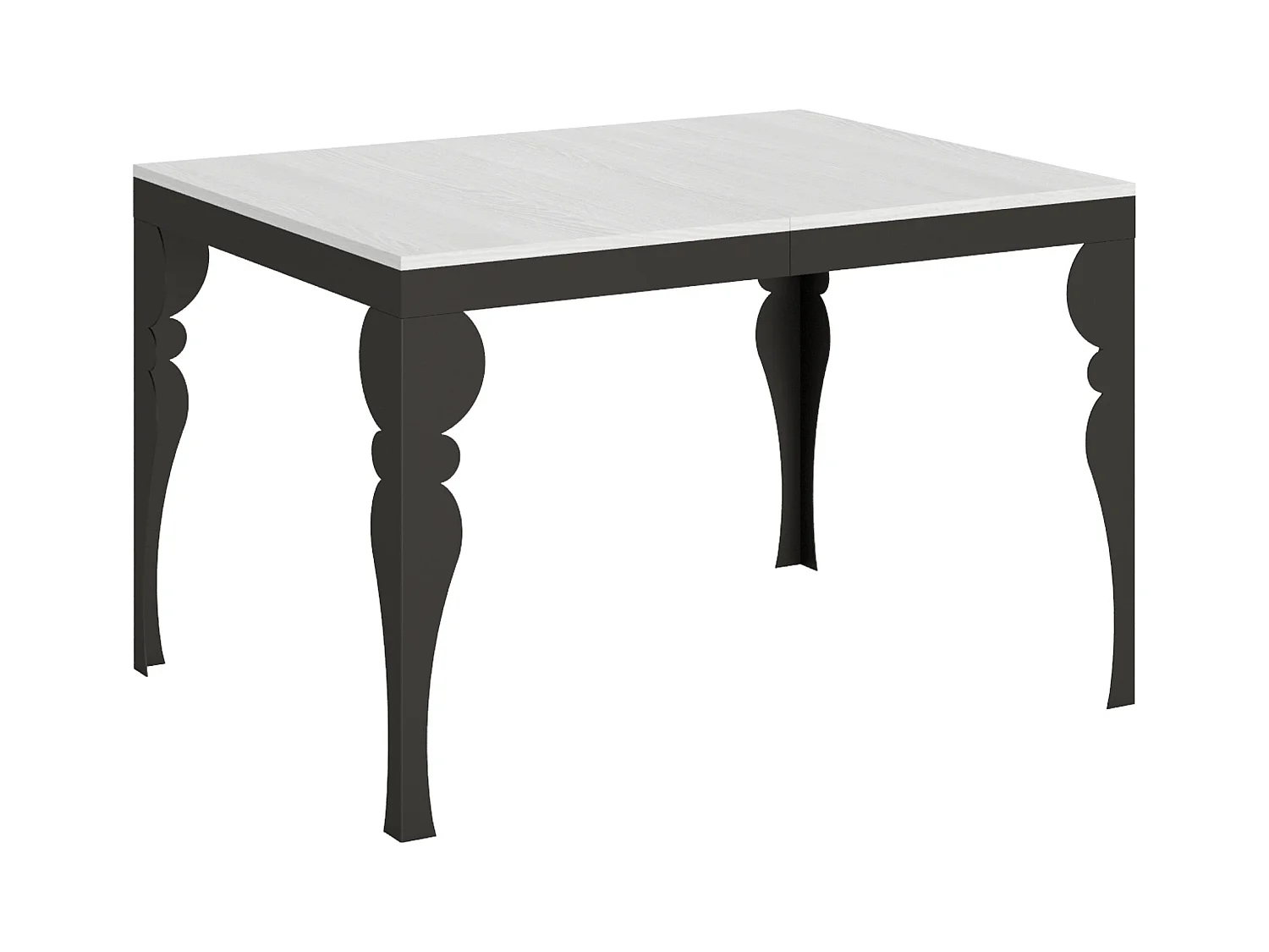 Uitschuifbare tafel 90x120/380 cm Paxon Evolution Wit Essen Antraciet frame
