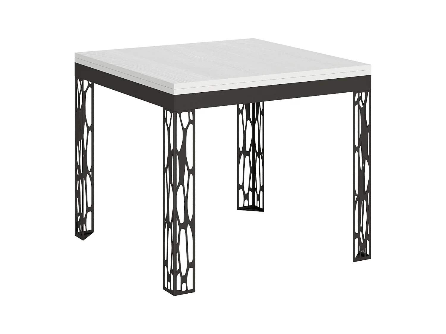 Table extensible portefeuille 90x90/180 cm Ghibli Libra Frêne Blanc cadre Anthracite