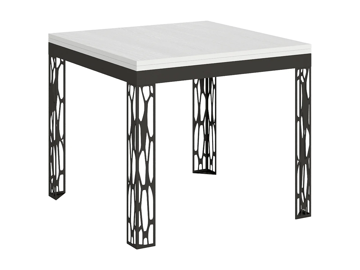 Table extensible portefeuille 90x90/180 cm Ghibli Libra Frêne Blanc cadre Anthracite