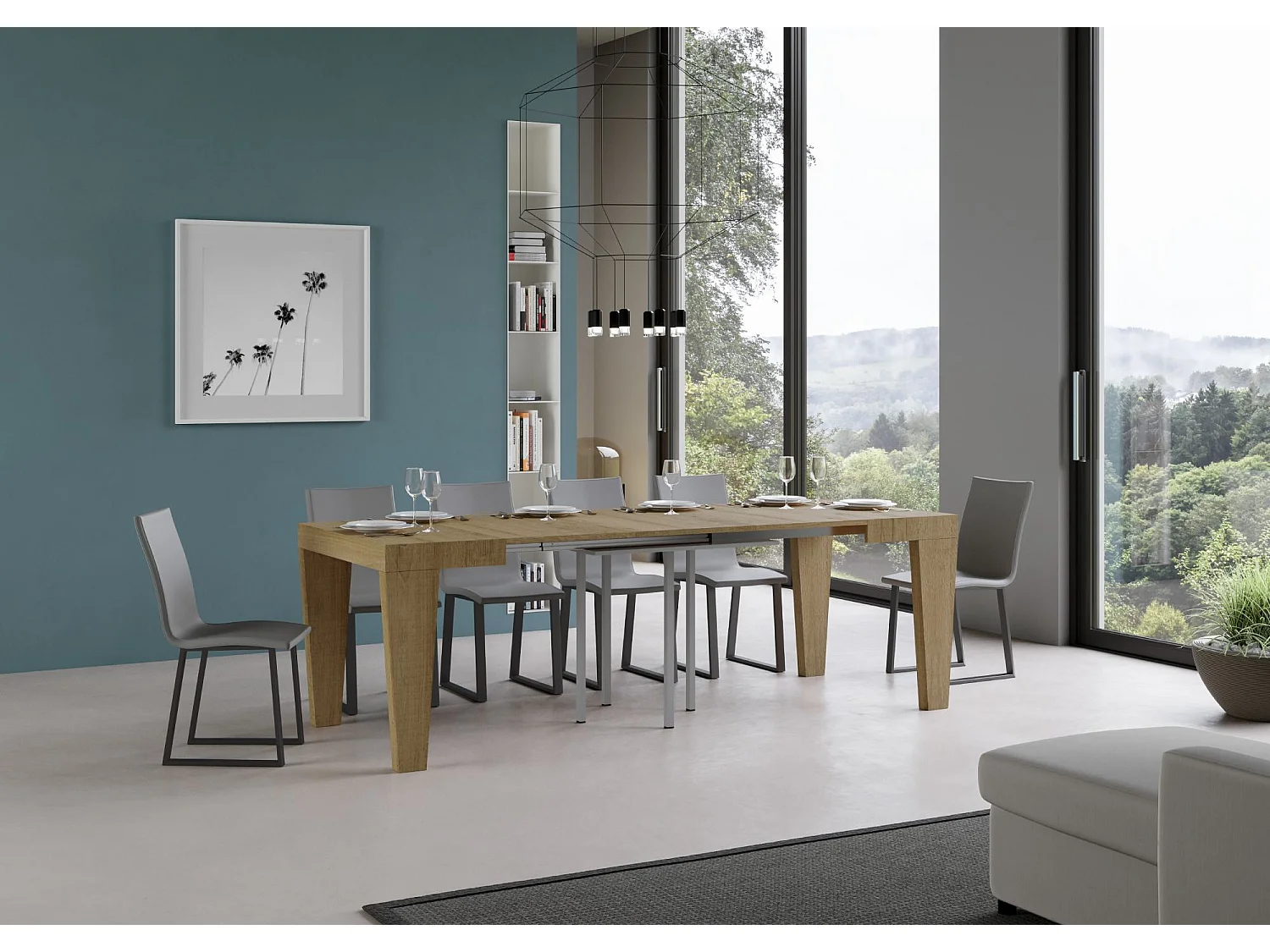 Table extensible 90/246x90 cm Spimbo chêne nature